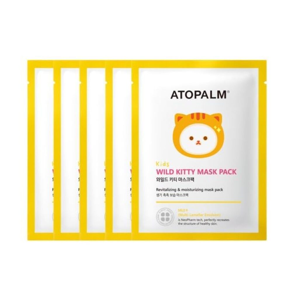 Kids Wild Kitty Face Mask 5 Sheets Moisturizing Korean Skincare K Beauty